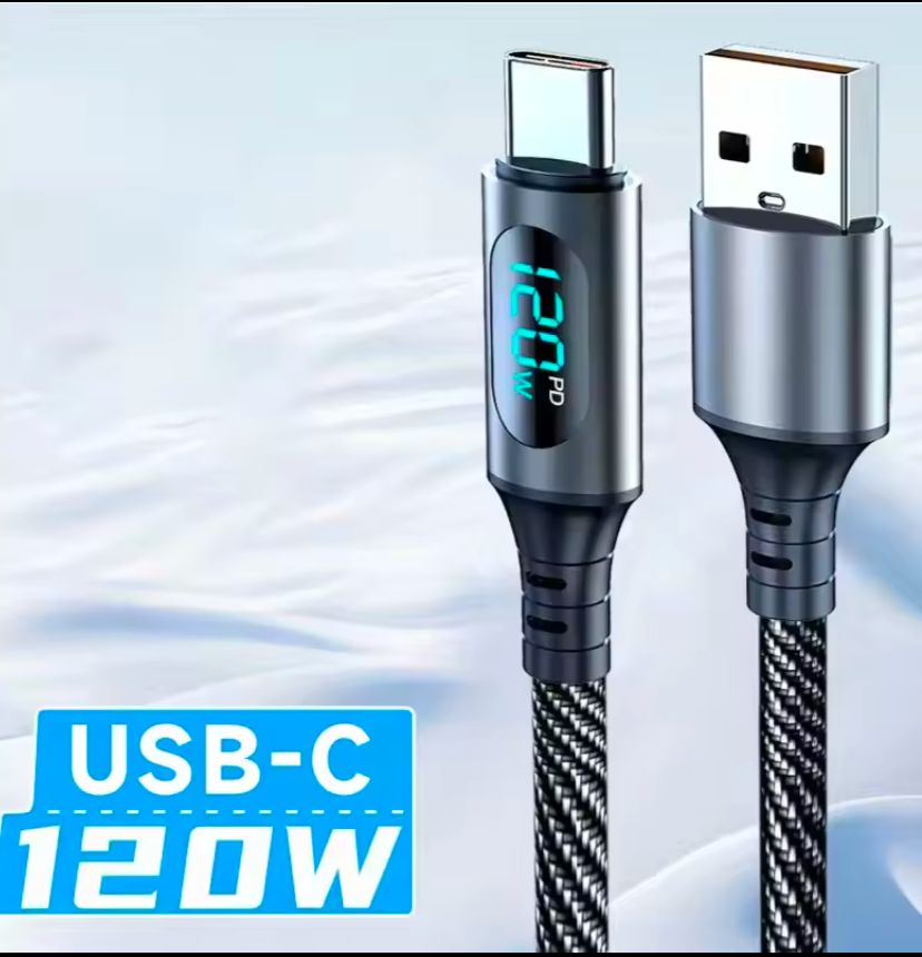 Braided usb data cable with display for IPhone