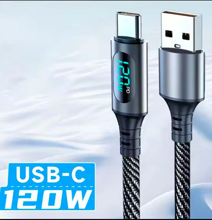 Braided usb data cable with display for IPhone