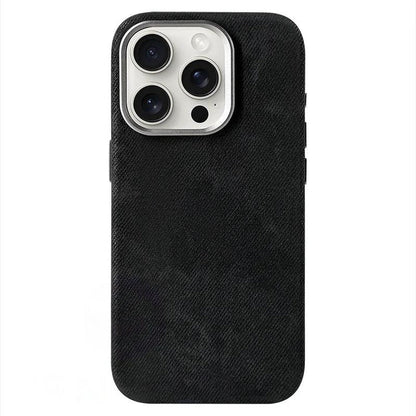 Funda iPhone Flanela de Cuero Negro