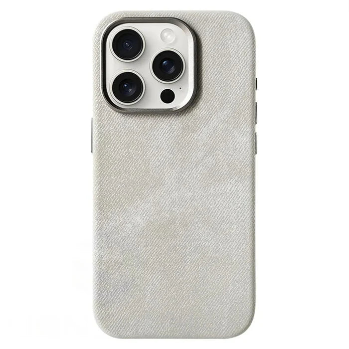 Funda para iPhone Flanela de Cuero Gris