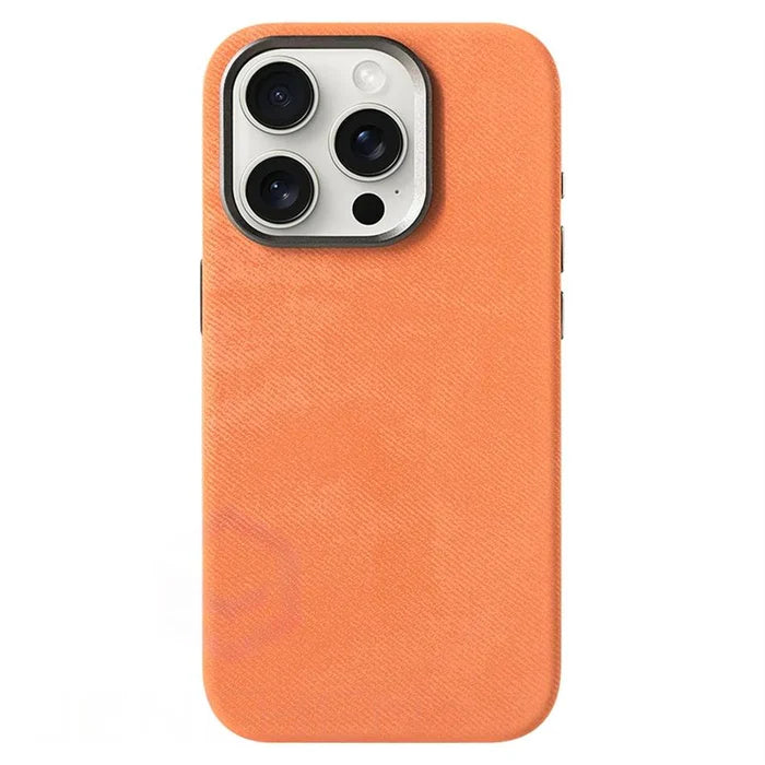 Funda iPhone Flanela de Cuero Naranja