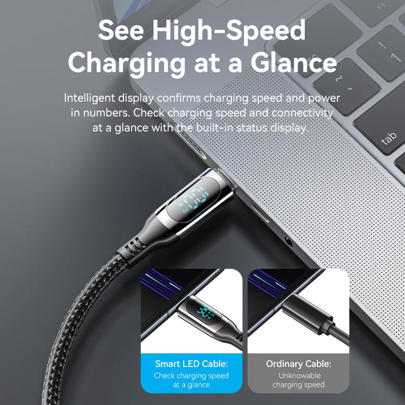 Braided usb data cable with display for IPhone