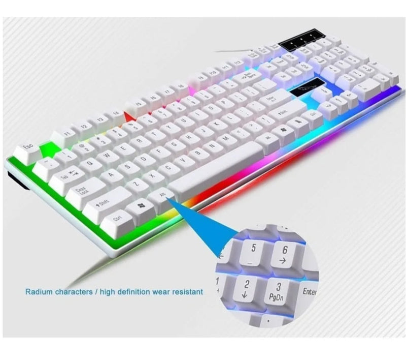 Kit Gamer Teclado Semi Mecânico + Mouse Gamer Branco